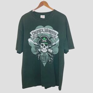 Y2K Dropkick Murphy's Skull & Crossbones Pirate Band T Shirt Green XL
